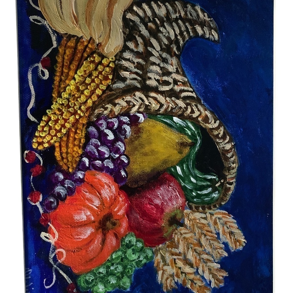 Original Acrylic Artwork Thanksgiving Cornucopia - Picture 2 of 12